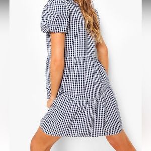 Gingham Tiered Button Front Shirt Dress Size Large